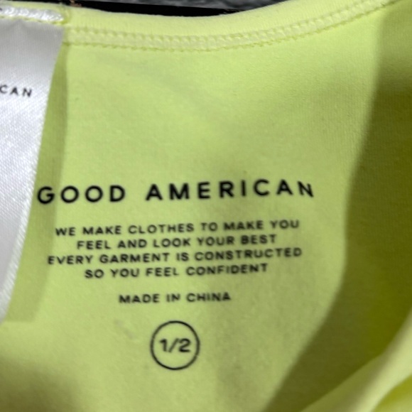 Good American Highlighter Yellow Crew Neck Short Sleeve Tee Sz 1/2 - Picture 6 of 11